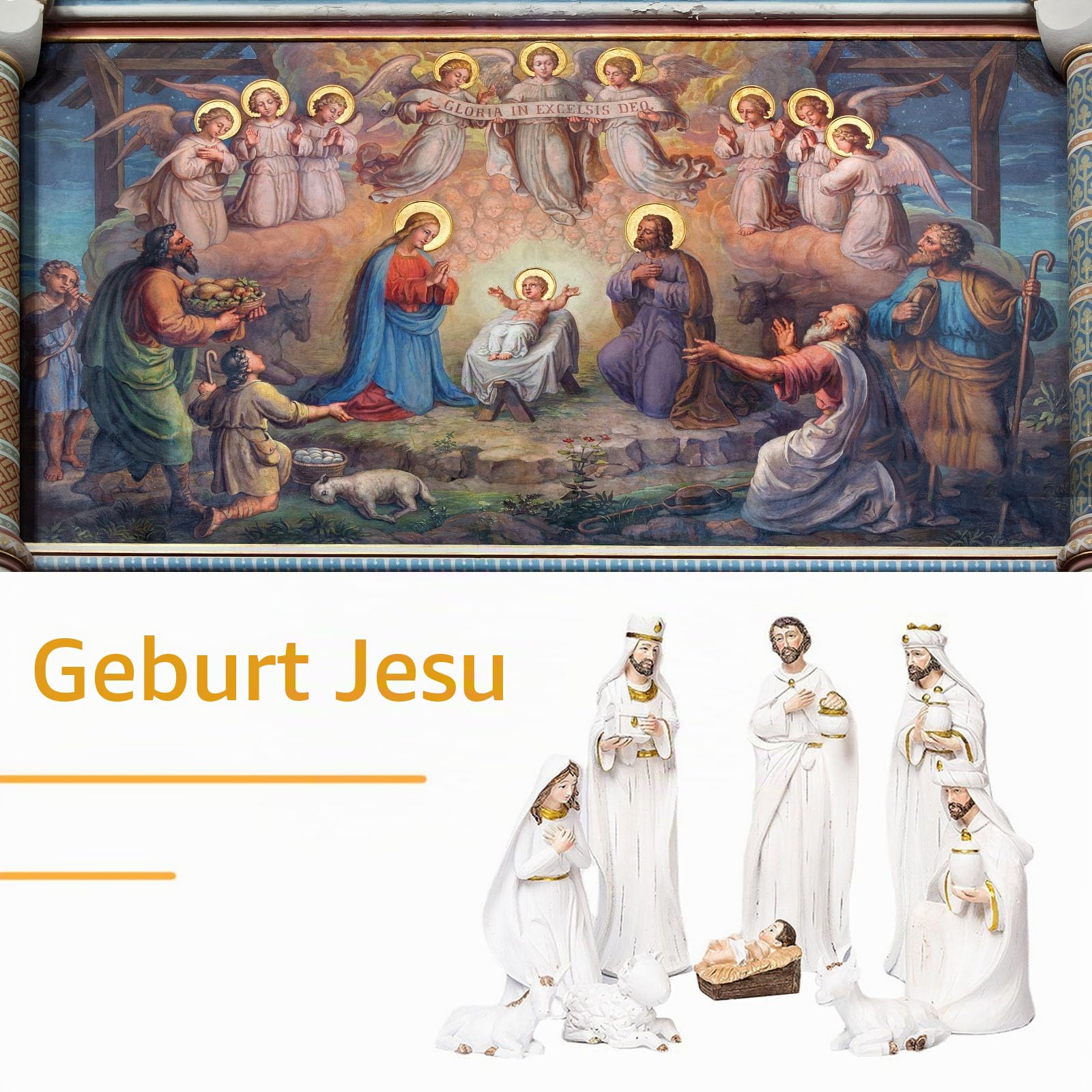 BestAlice Krippen-Sets, Weihnachtskrippen-Set, Kunstharz, Krippenfiguren-Set, Weihnachtsschmuck, Geschenke, Weihnachts-Tischszenen, Figuren-Set, Sammlerstücke, Arbeitsplatte, Statue,(Weiß)