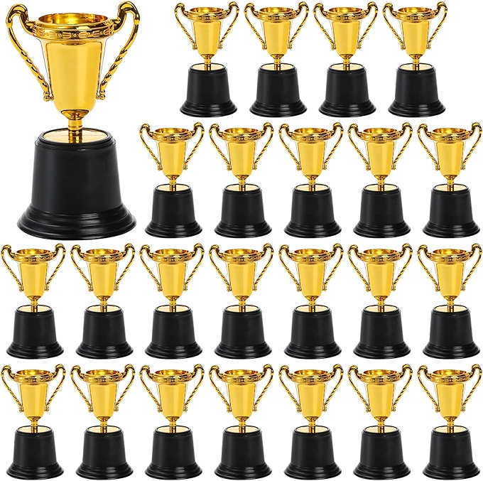 Mini Gold Trophy Cups - 24 Pack