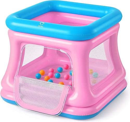 Miniatura 8 de QPAU Casa inflable 3 en 1 para niños pequeños de 1 a 3 años, piscina de pelotas y trampolín, casa inflable con bomba, red de seguridad, gorila de