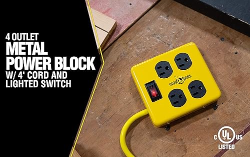 Miniatura 2 de Yellow Jacket Adaptador de bloque de fuente de alimentación de 4 tomas de corriente montable con certificación UL 2177N con un interruptor iluminado