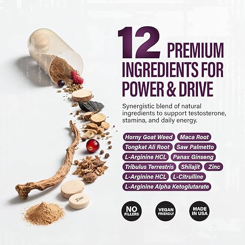 Miniatura 7 de Suplementos de óxido nítrico para hombres, refuerzo de óxido nítrico para flujo sanguíneo, refuerzo de resistencia, energía alfa y resistencia, 90