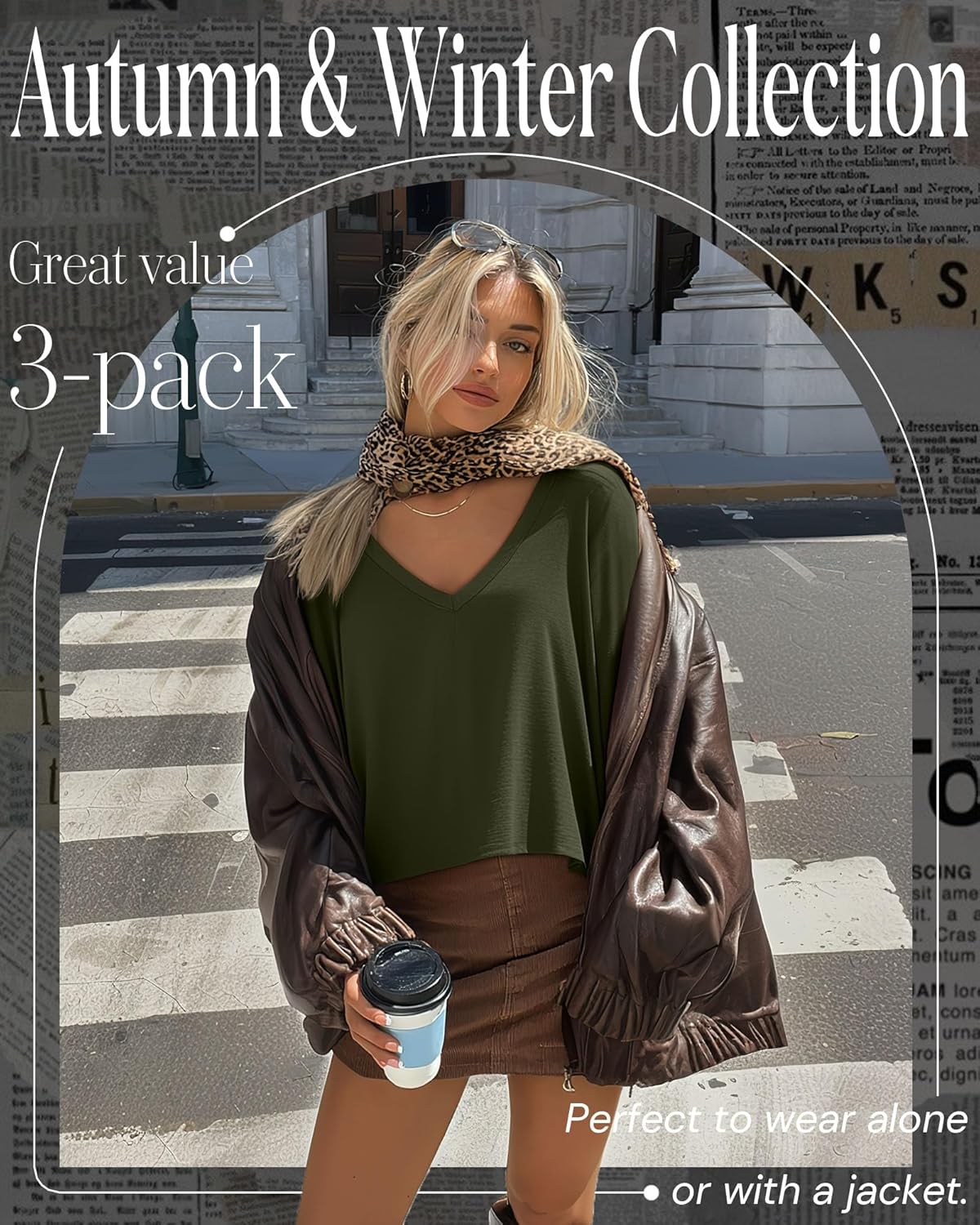 Huukeay 3 Pack Women's Long Sleeve Cropped Shirts V Neck Irregular Hem Oversized Tops Loose Casual Outfit Tees Fall Clothes - Image 6