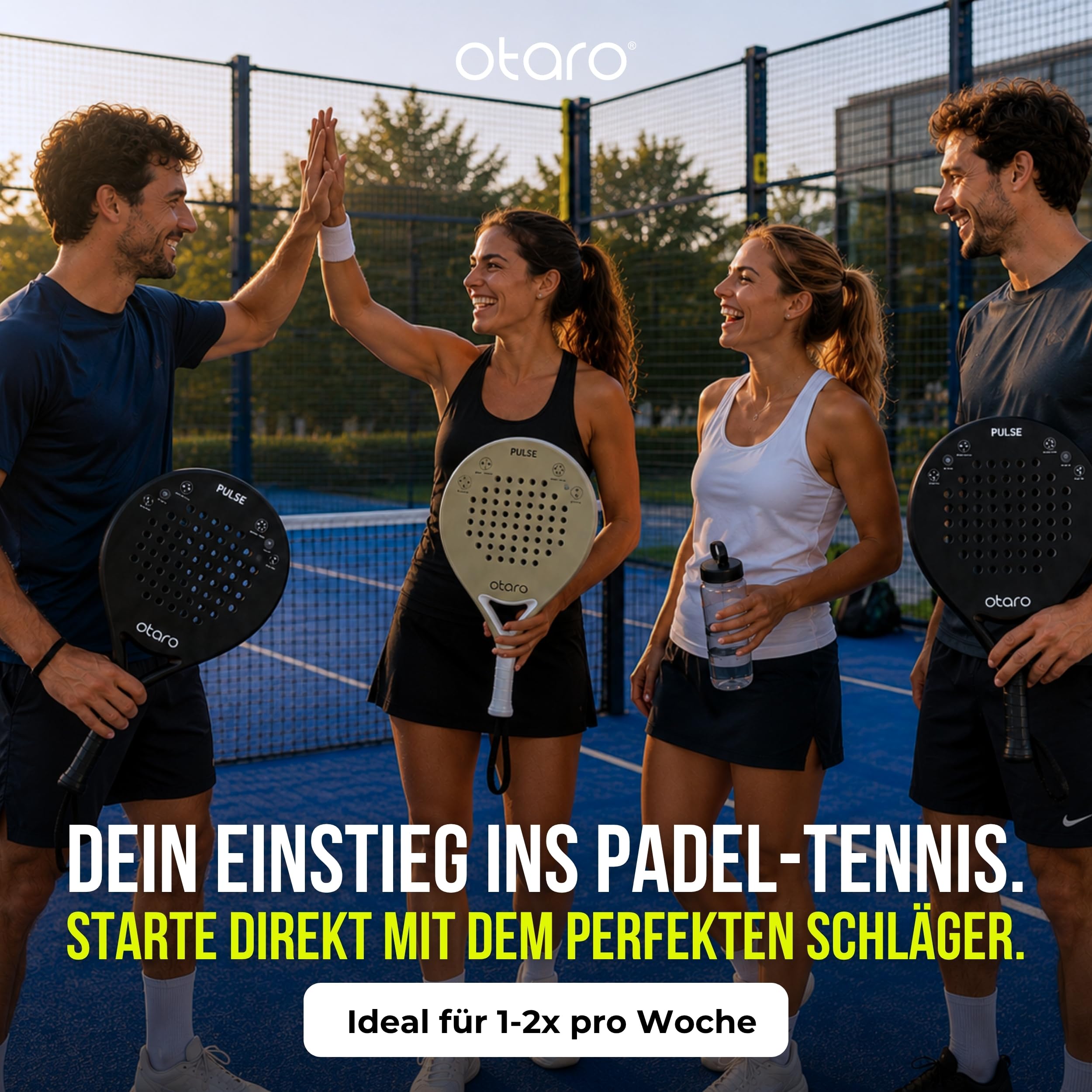 OTARO Padelschläger für Anfänger & Fortgeschrittene | Ultraleicht & ausbalanciert | Padel Schläger Carbon & Glasfaser mit Eva Kern für hohe Kontrolle und Power | Padel Racket mit komfortablem Griff