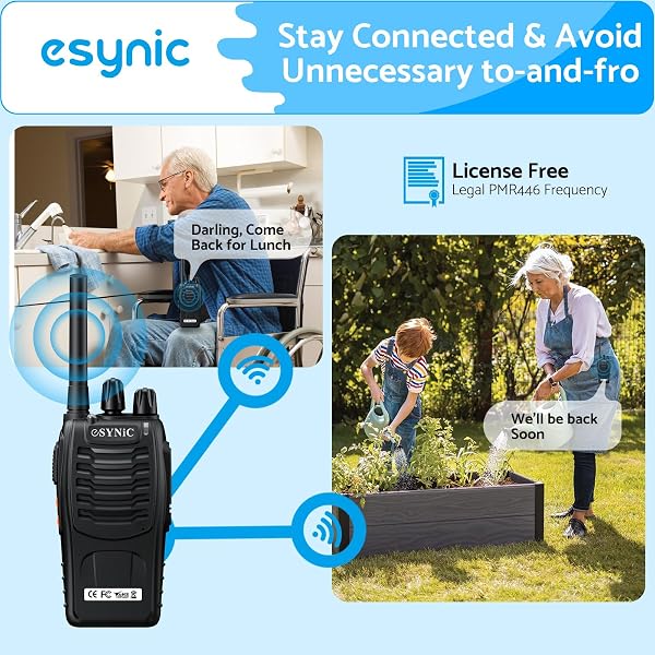 eSynic 6Pack Professional Walkie Talkies for Adults Rechargeable Walkie Talkies Best 16CH Walkie Talkie Long Rang VOX Radio Walky Talky With Earpieces Wonderful Gifts For Adults Kids etc - 2