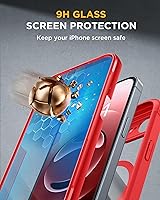 Vista 371 de Miracase Funda magnética para iPhone 14 de 6.1 pulgadas, protector de pantalla de vidrio templado integrado + protector de lente, compatible