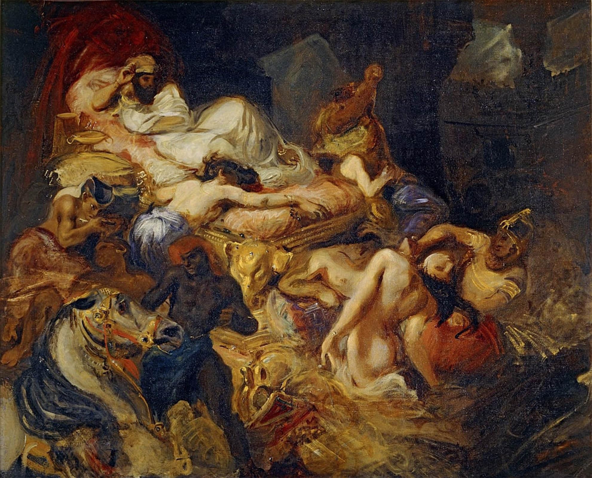 SERENDIPITP Vintage Picture Print on Canvas Wall Art Poster Death of Sardanapalus Studiy by Ferdinandeugene Delacroix Artwork Print Poster for Wall Decor 60x90cm
