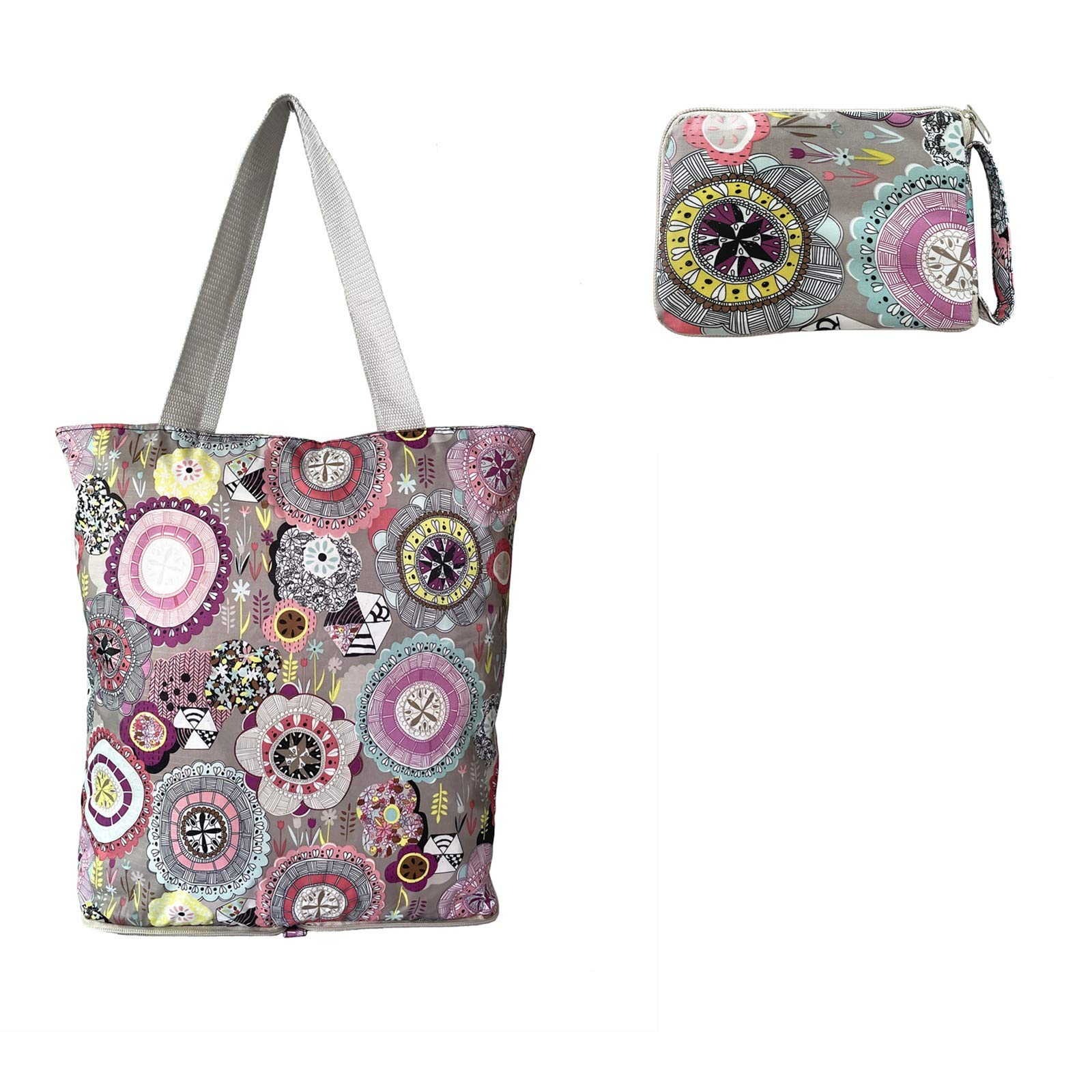 Kitchen Reusable Foldable Grocery Bags Folding Shopping Tote Bag with Zipper