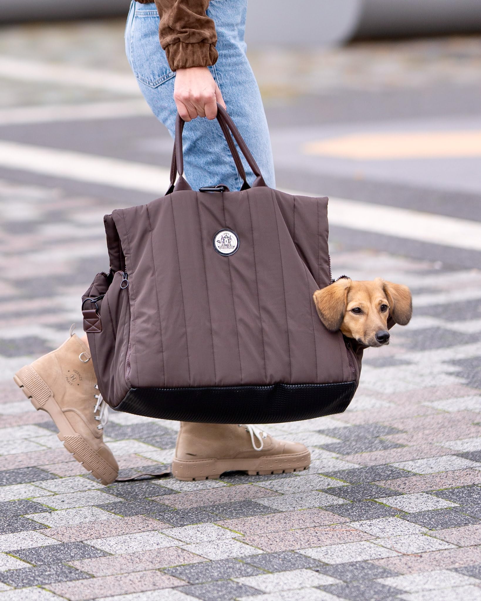 Hundetragetasche Donna 3-in-1 Hundetasche, Autositz & Reisebett in einem Schokobraun- Für kleine Hunde bis 10 kg-Stylisch & komfortabel