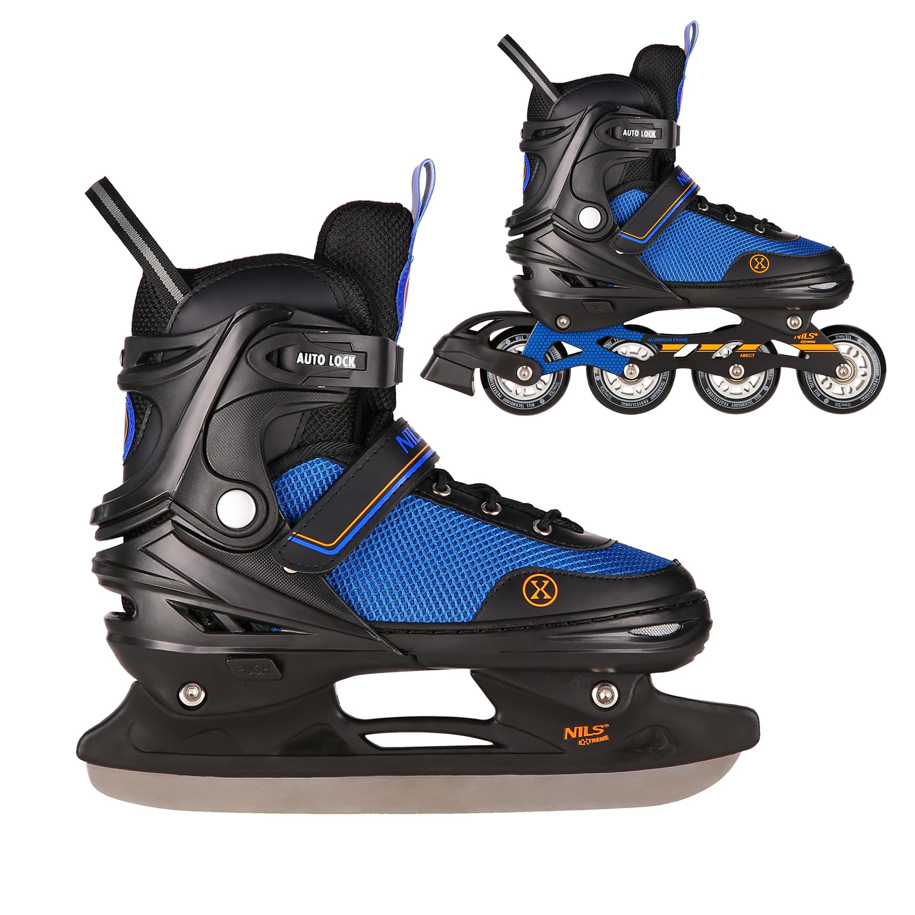 Nils Extreme Camille, pattino 2 in 1 per hockey su ghiaccio