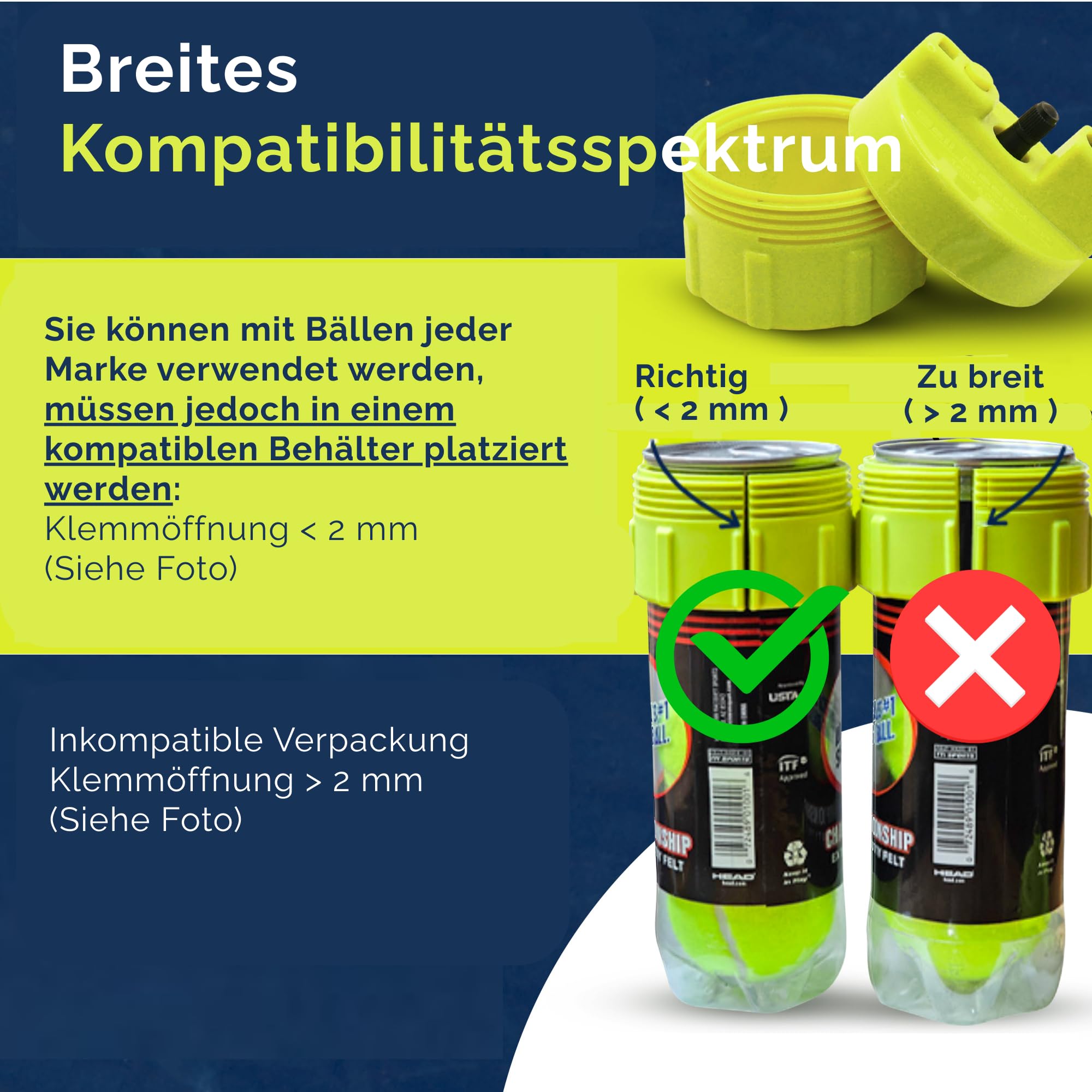 Ball Rescuer verwandelt die Dosen für drei oder vier Padel-oder Tennisbälle zu einem 30- PSI Druckbehälter. ( Verpackung nicht im Lieferumfang enthalten)