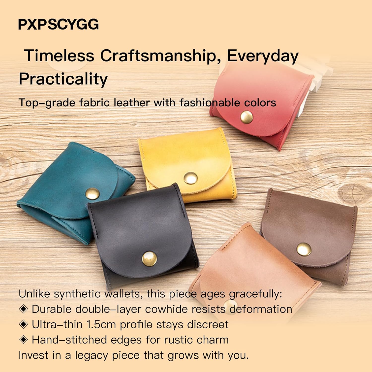 Rustic Leather Coin Purse – Handmade Mini Squeeze Pouch for Coins, Jewelry, Earphones | Snap Closure, Fashion Design, Ultra-Portable (6 Colors) – Gifts for Men & Women (Blue) - Image 4