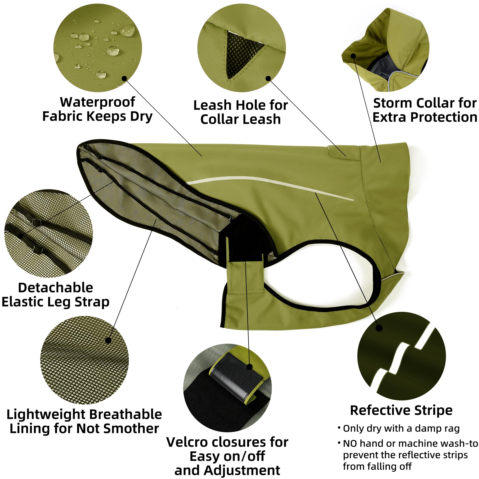Mile High Life | Imperméable pour Chien | Vêtements Ajustables imperméables pour Animaux de Compagnie | Veste de Pluie légère avec Bande réfléchissante (Jaune Tilleul, S)