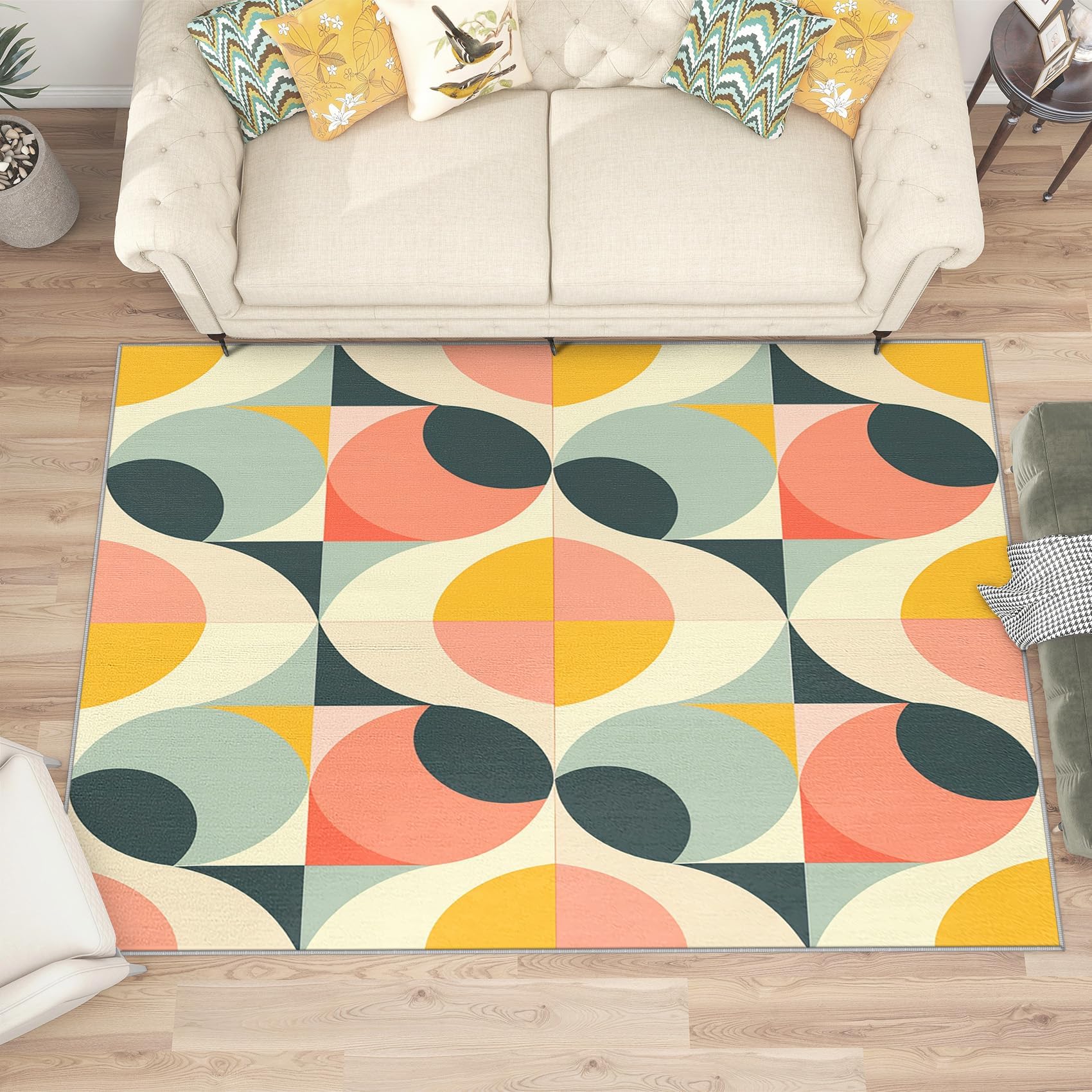 Tapis moderne minimaliste - Style rétro années 70 - Parfait pour chambre à coucher et entrée - Doux et durable - Facile à nettoyer - 80 x 160 cm