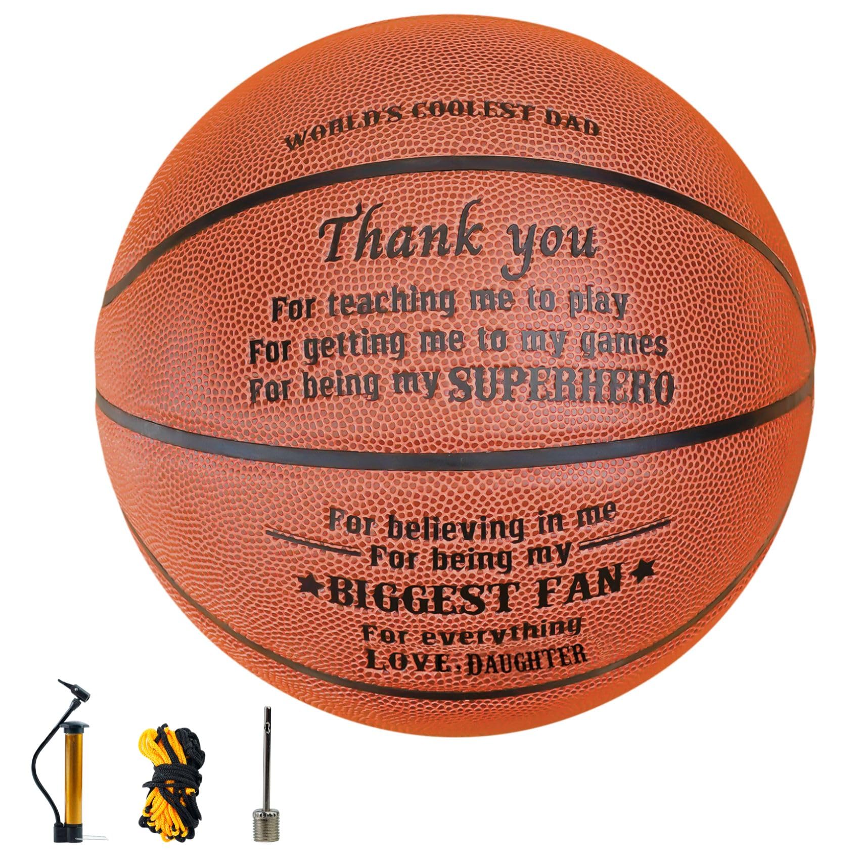 CybGene Dad Gifts from Daughter, Engraved Basketball for Dad, Stepfather, to My Dad Basketball, Thank You Gifts for Father