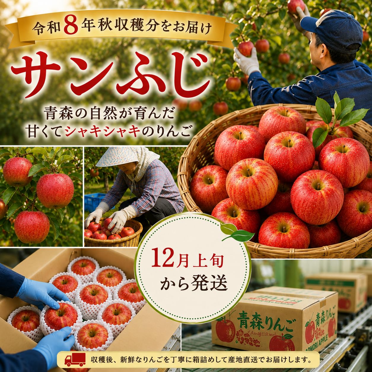 Amazon.co.jp: 2026年秋収穫 先行予約 青森県産 サンふじ りんご 約