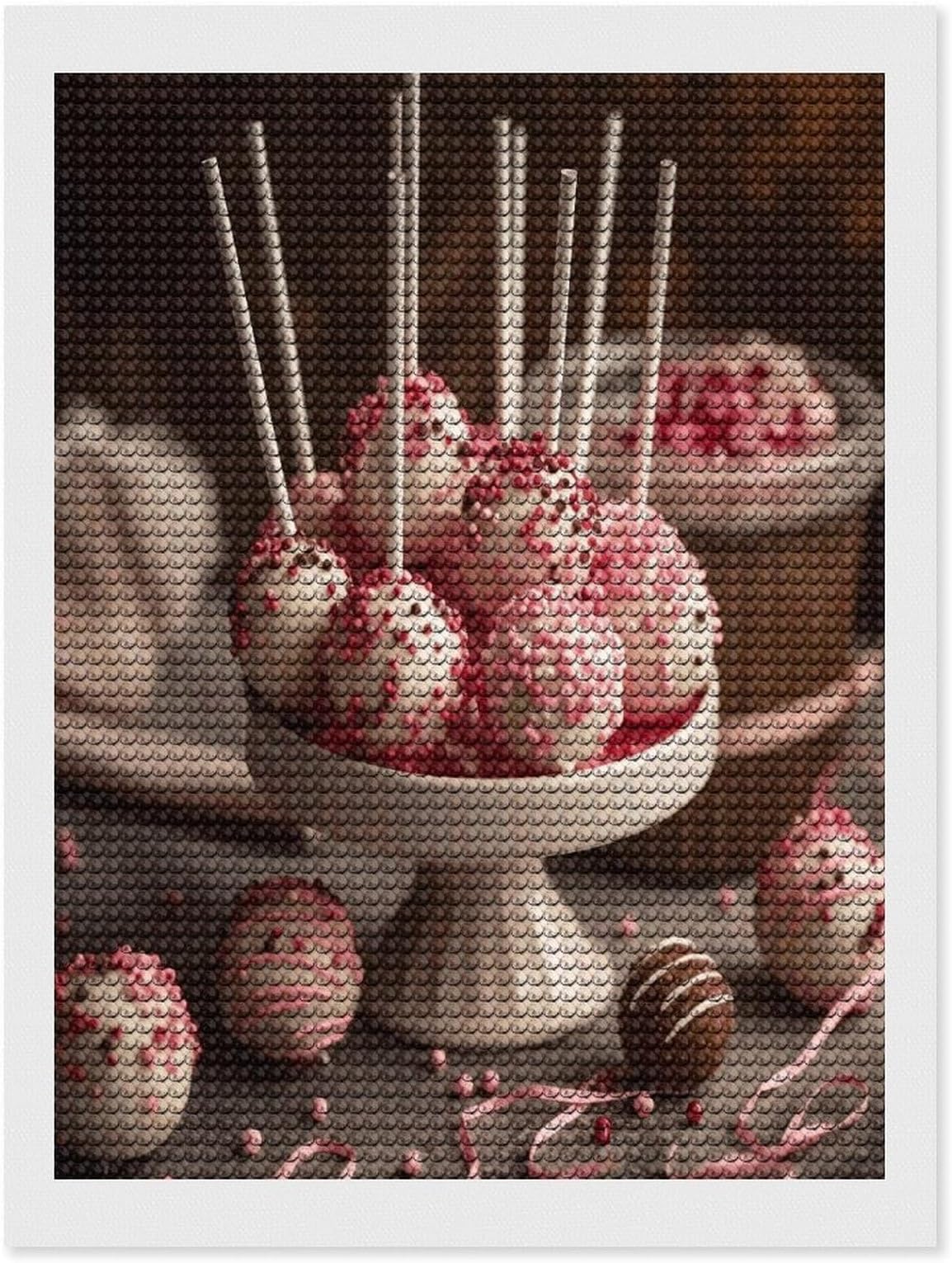 JTREHY Stack of Cake Pops Diamond Art Kits Personalized DIY Round Diamond Painting Kits for Beginner Full Drill Diamonds Dots Paintings for Adults Gem Art Crafts Home Decor