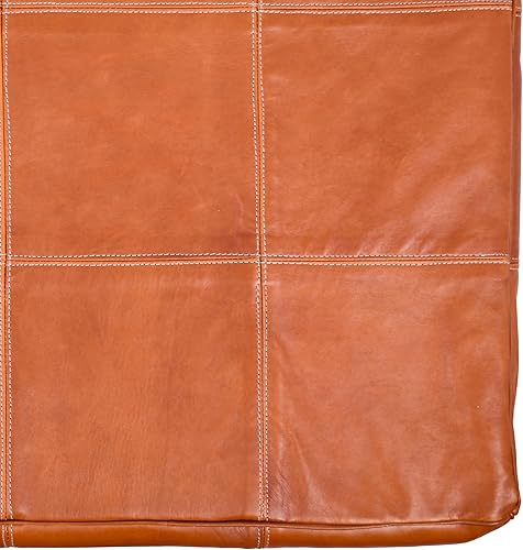 Miniatura 81 de Marrakesh Gallery Funda otomana de cuero - Puf cuadrado marroquí, sala de estar, dormitorio otomano Marrón,Beige Bronceado,Azul,Marrón (Dark