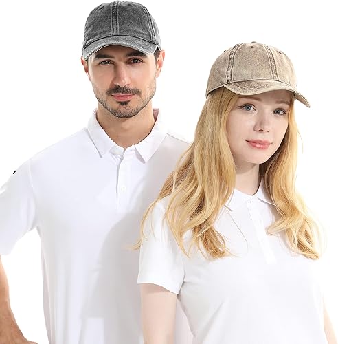 Miniatura 5 de HH HOFNEN Gorra de béisbol de algodón lavado para hombre y mujer, estilo clásico, ajustable, de perfil bajo, sombrero para papá