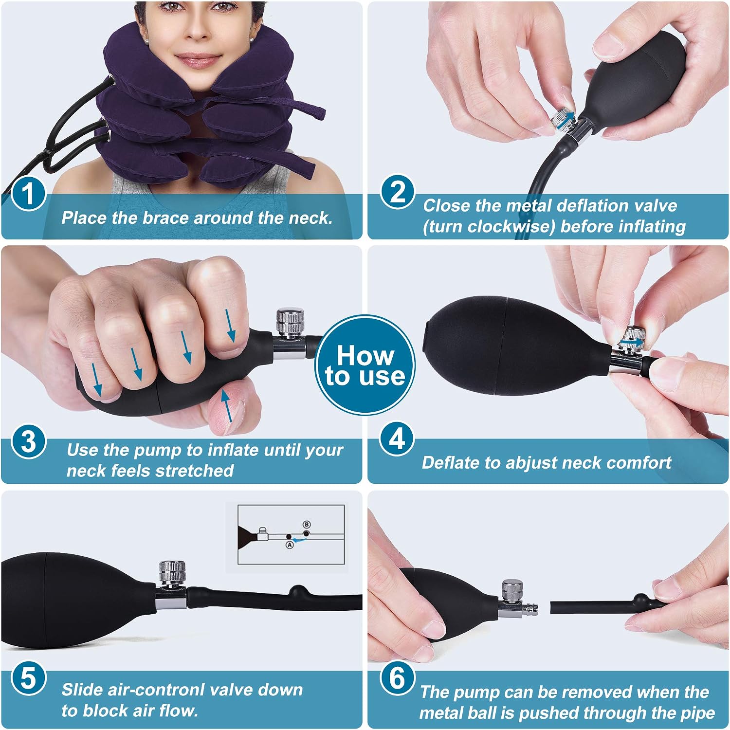 Cervical Neck Traction Device &Inflatable Adjustable Neck Stretcher Provide Neck Support Neck Traction and Neck Pain Relief,Neck Brace and Cervical Traction Device is The Neck Care Equipment