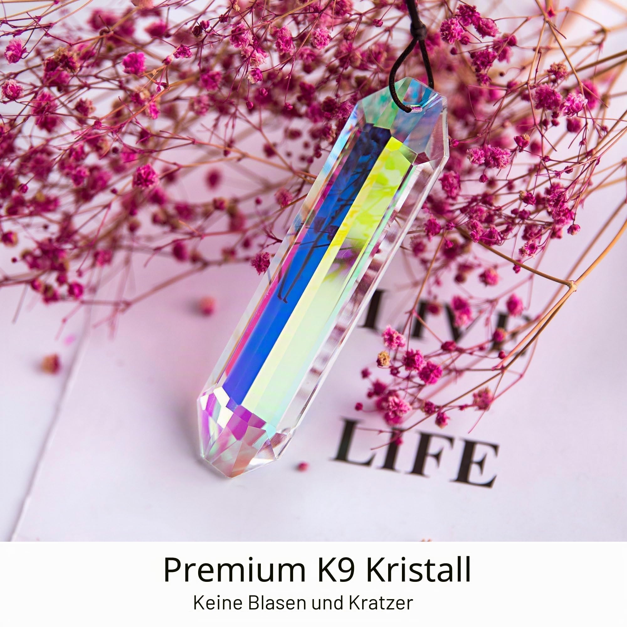 HDCRYSTALGIFTS 3 szt. 5" Duże Kryształowe Pryzmaty Łapacze Słońca do Okien, AB Kolorowe Kryształy Łapacze Słońca Okienne Wiszące Wewnętrzne Twórcy Tęczy Pryzmaty do Dekoracji Domu i Ogrodu