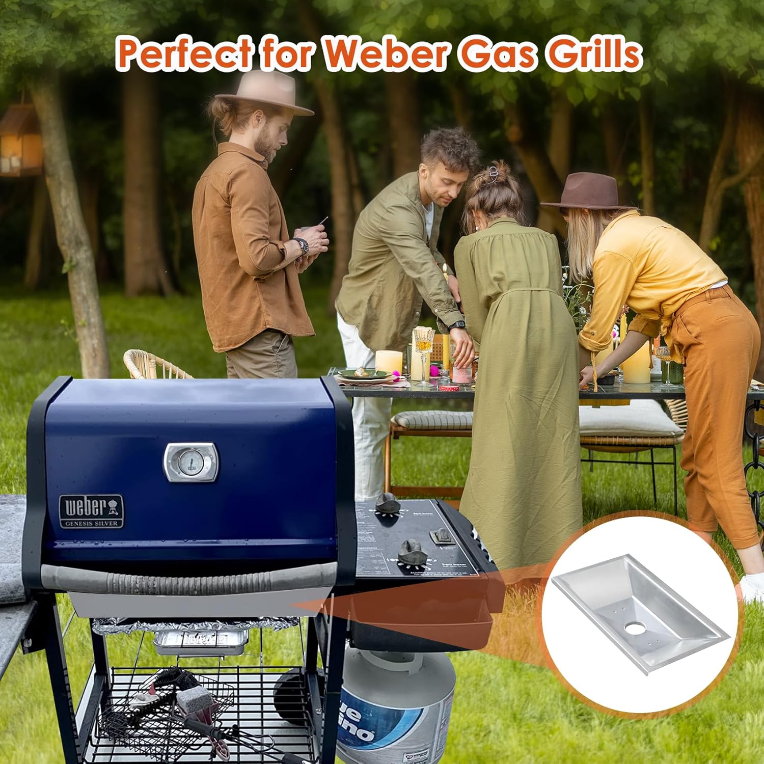 99251 Grill Grease Tray Replacement for Weber Genesis Silver A,Drip Pan for Weber Spirit 200 Series, Spirit E-210 with Side-Mounted Control Knobs,Spirit 500 Grease Tray Parts for Weber 85897