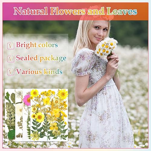 Miniatura 5 de Flores secas para resina, hojas de flores secas prensadas a granel con pinzas para bricolaje, tarjetas de arte de uñas, álbumes de recortes,