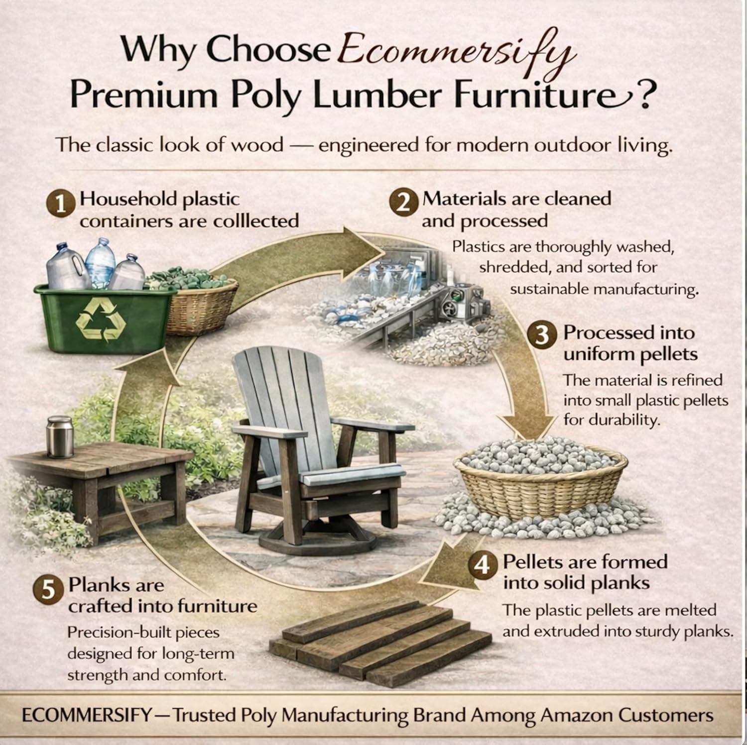 2FT Purple FANBACK Glider Chair, Amish-Made All-Weather Poly Lumber Outdoor Glider, Stainless Steel Hardware, Made in USA Smooth, Silent Comfort