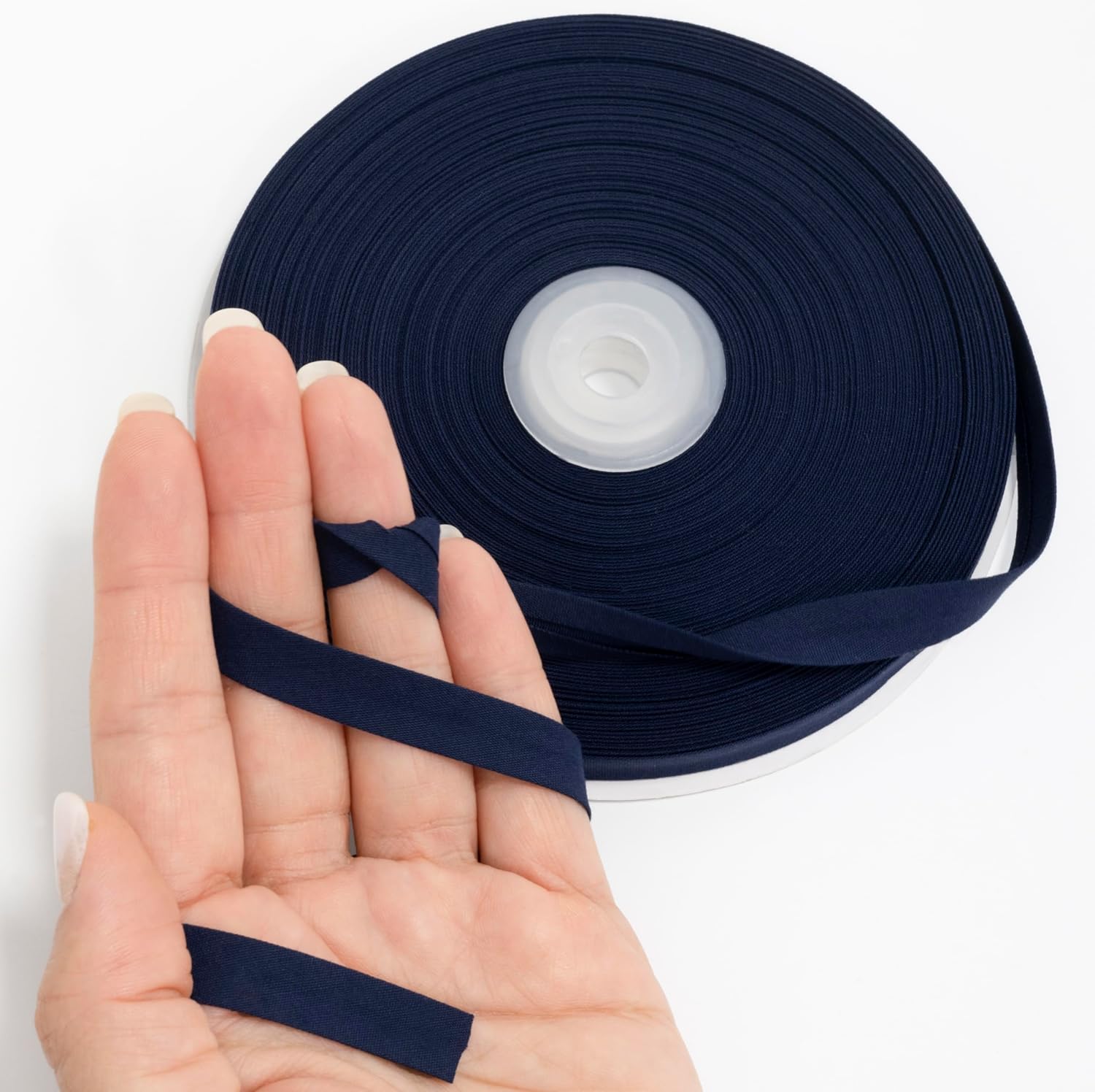 Aerzetix - C77424 - Roll of Folded Bias Tape for Sewing 25 Metres x 10 mm - 20% Cotton and 80% Polyester - Dark Blue