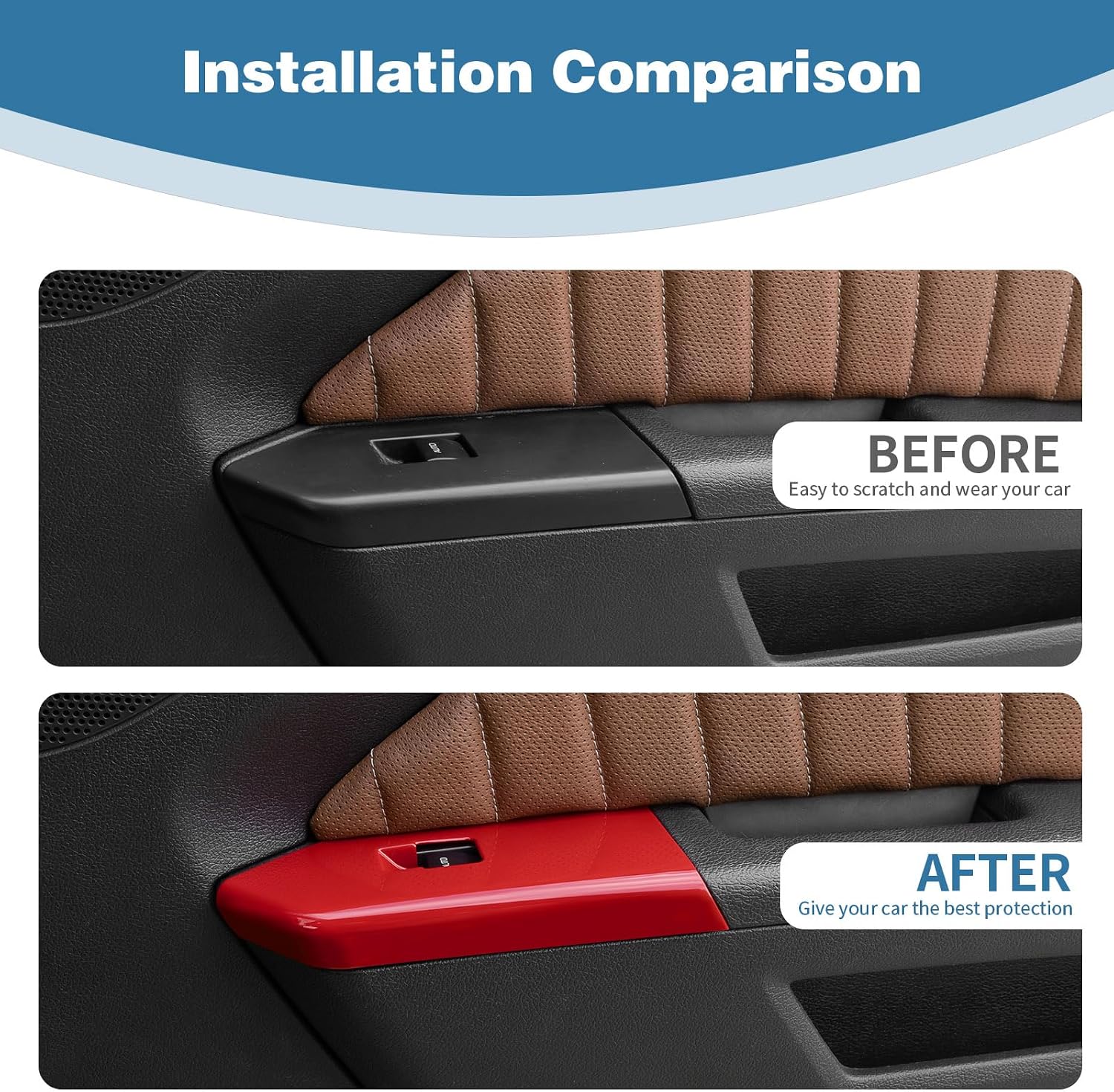 for Mustang Power Window Switch Panel Cover Trim Red for Ford Mustang 2010 2011 2012 2013 2014 Red Interior Accessories