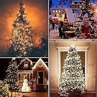 Vista 7 de Luces de Navidad C7, 25 pies de cadena de luces de Navidad transparentes para exteriores con 27 bombillas incandescentes blancas cálidas