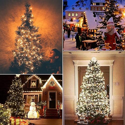 Miniatura 7 de Luces de Navidad C7, 25 pies de cadena de luces de Navidad transparentes para exteriores con 27 bombillas incandescentes blancas cálidas