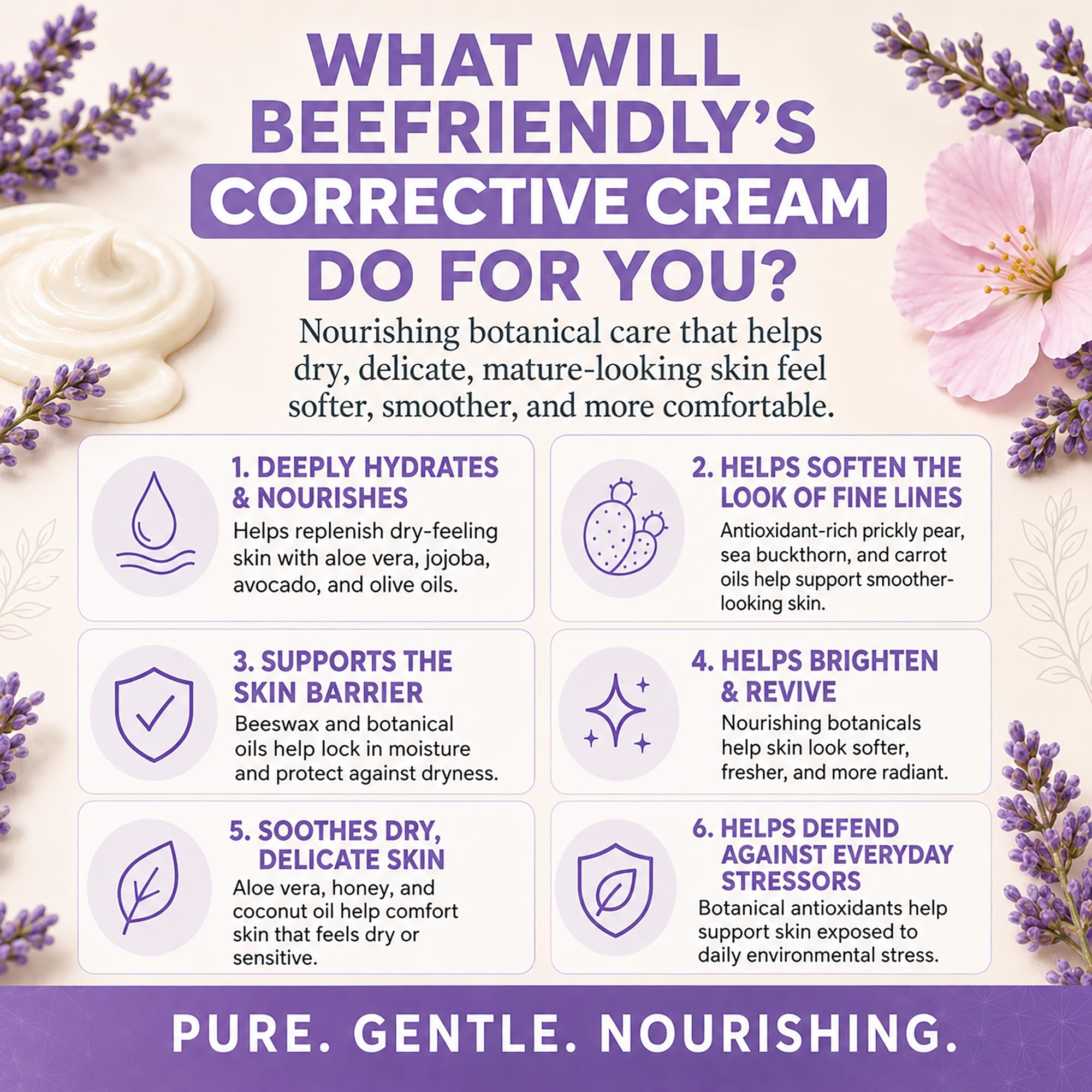 BeeFriendly Bio-Korrekturcreme für das Gesicht, USDA-zertifiziert, reichhaltige Anti-Aging-Gesichts-Nachtcreme für empfindliche Haut, hilft bei feinen Linien, Falten, Krähenfüßen, Augen, Gesicht, Hals