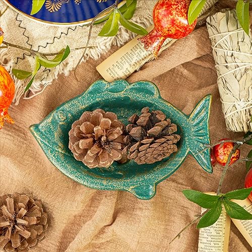 Miniatura 7 de Sungmor Jabonera de hierro fundido resistente, jabonera vintage para fregadero de cocina y baño, bonita forma de pescado y bandeja de jabón de