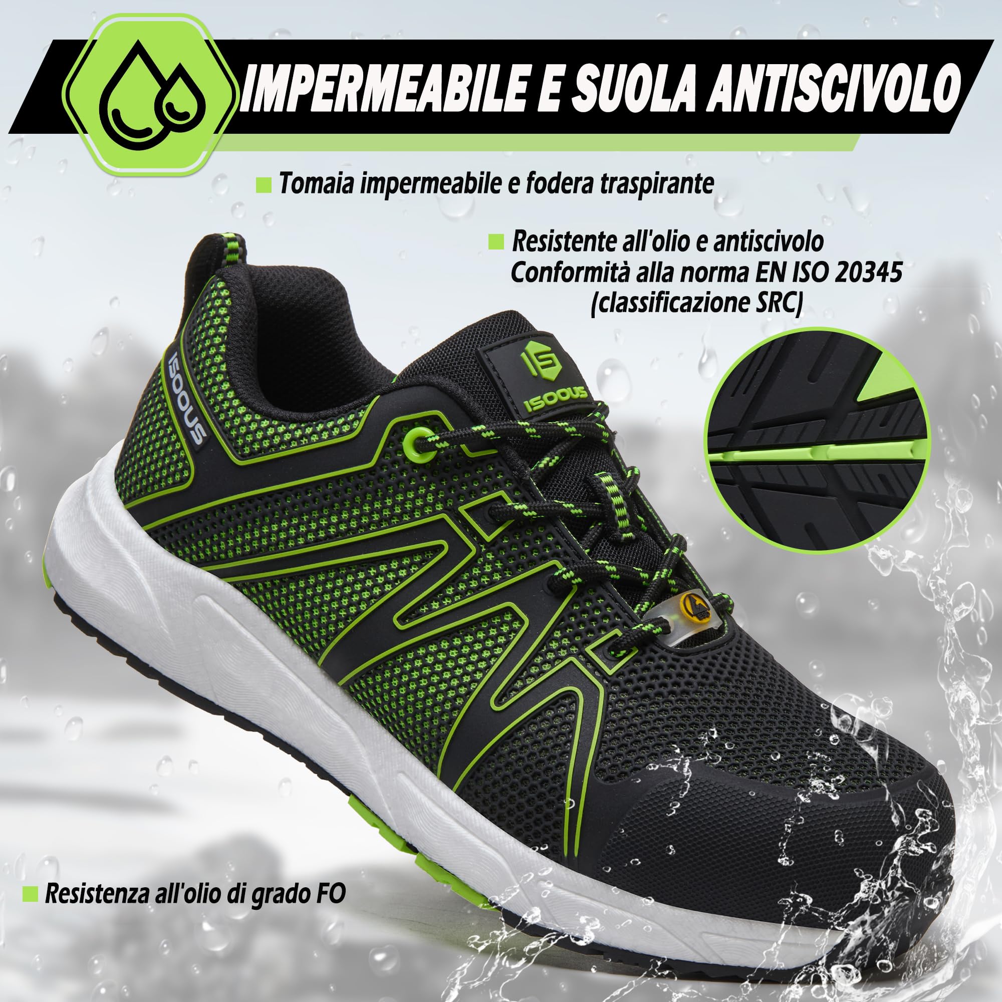 Scarpe Antinfortunistiche Uomo Donna S3 SRC Impermeabili Scarpe da Lavoro | ESD FO Scarpe da Cantiere Puntale Composito Senza Metallo Leggero Antiscivolo Scarpe di Sicurezza Comode
