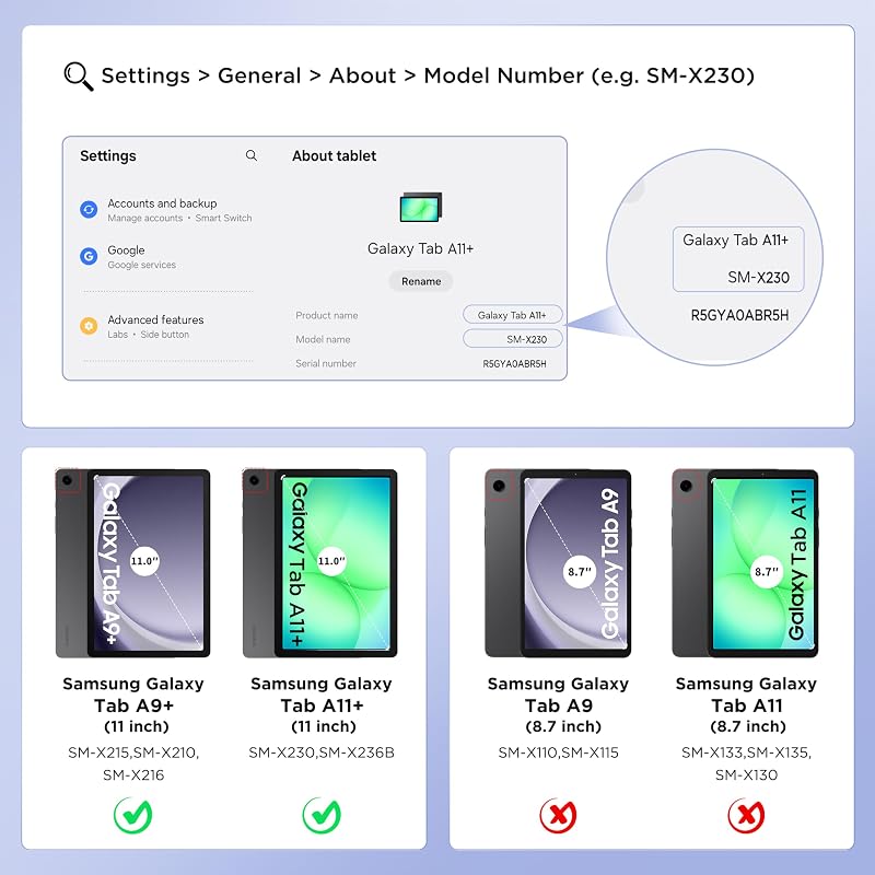 EasyAcc Samsung Galaxy Tab A11+ A9+ 11" Tok Sötétkék PU Bőr Állvánnyal - Galaxy Tab A11+ 11 Zoll, darkblue