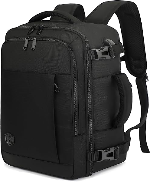VANKEV Sac à Dos Voyage Cabine Avion 45x36x20 Pour Easyjet 30L Bagage à Main Femme Homme Sous Siege Cabine Sac à Dos Pour Ordinateur Portable 15.6 Pouces Noir - 1