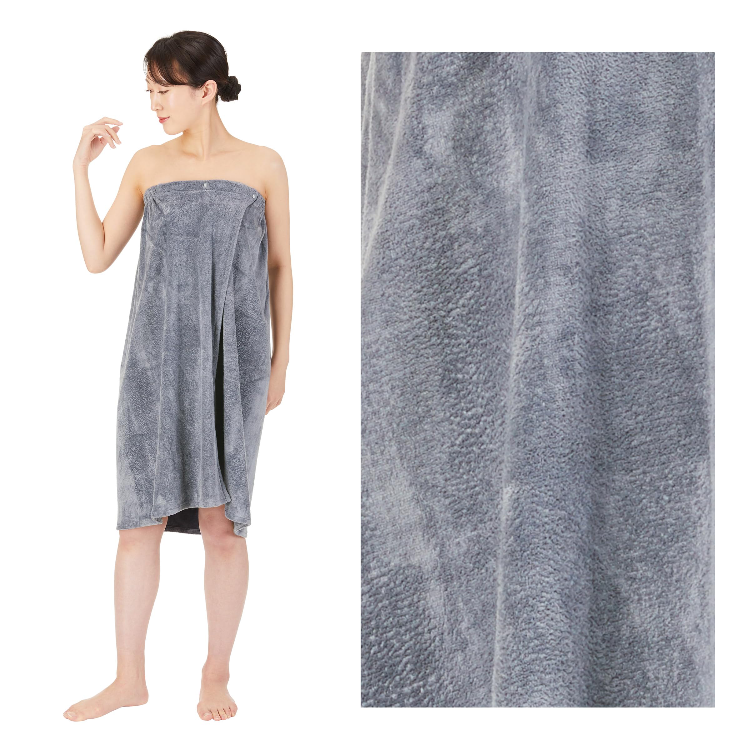 Beauty Gown Microfiber Fabric Snap Button Closure Grey Moisture Wicking Quick Drying