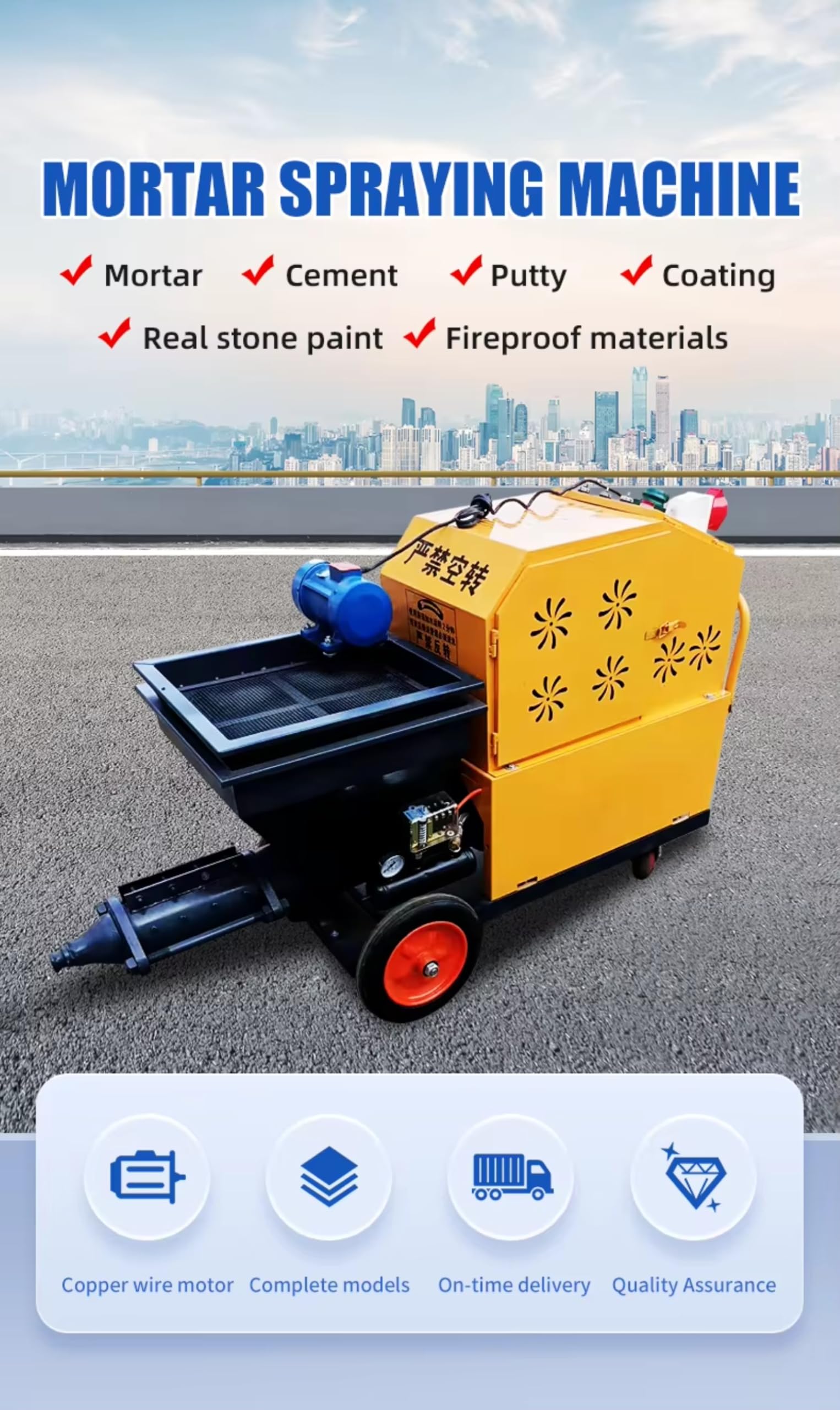 Elettrico Mortaio Spruzzatore Macchina di Spruzzatura Cemento Macchina Portatile Intonaco Spruzzatore Pompa per Rendering Murali, Stucco Rivestimento e Costruzione Attrezzature Applicative Mortaio
