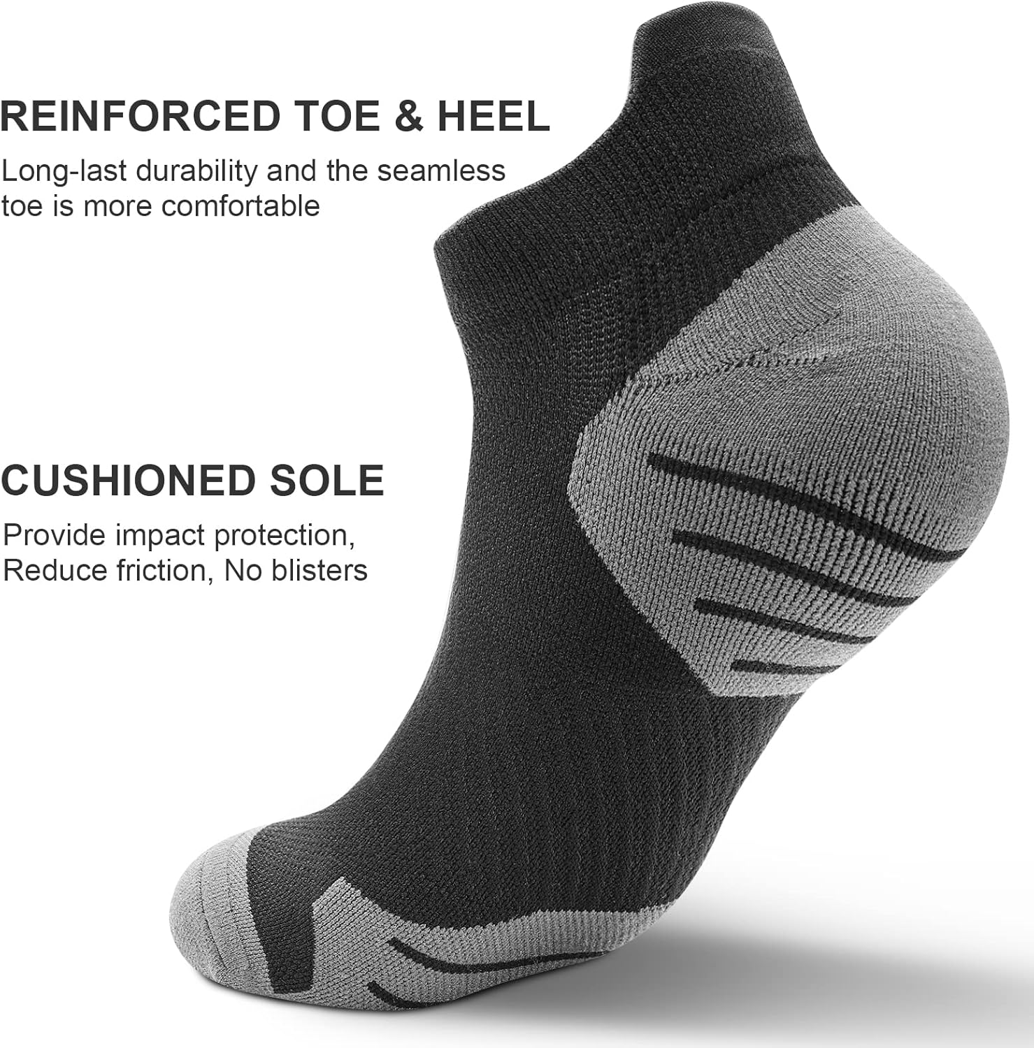 PAPLUS 6 Pairs Ankle Compression Socks for Women, Cushioned Running Socks with Arch Support, Low Cut, Targeted Compression - Image 5