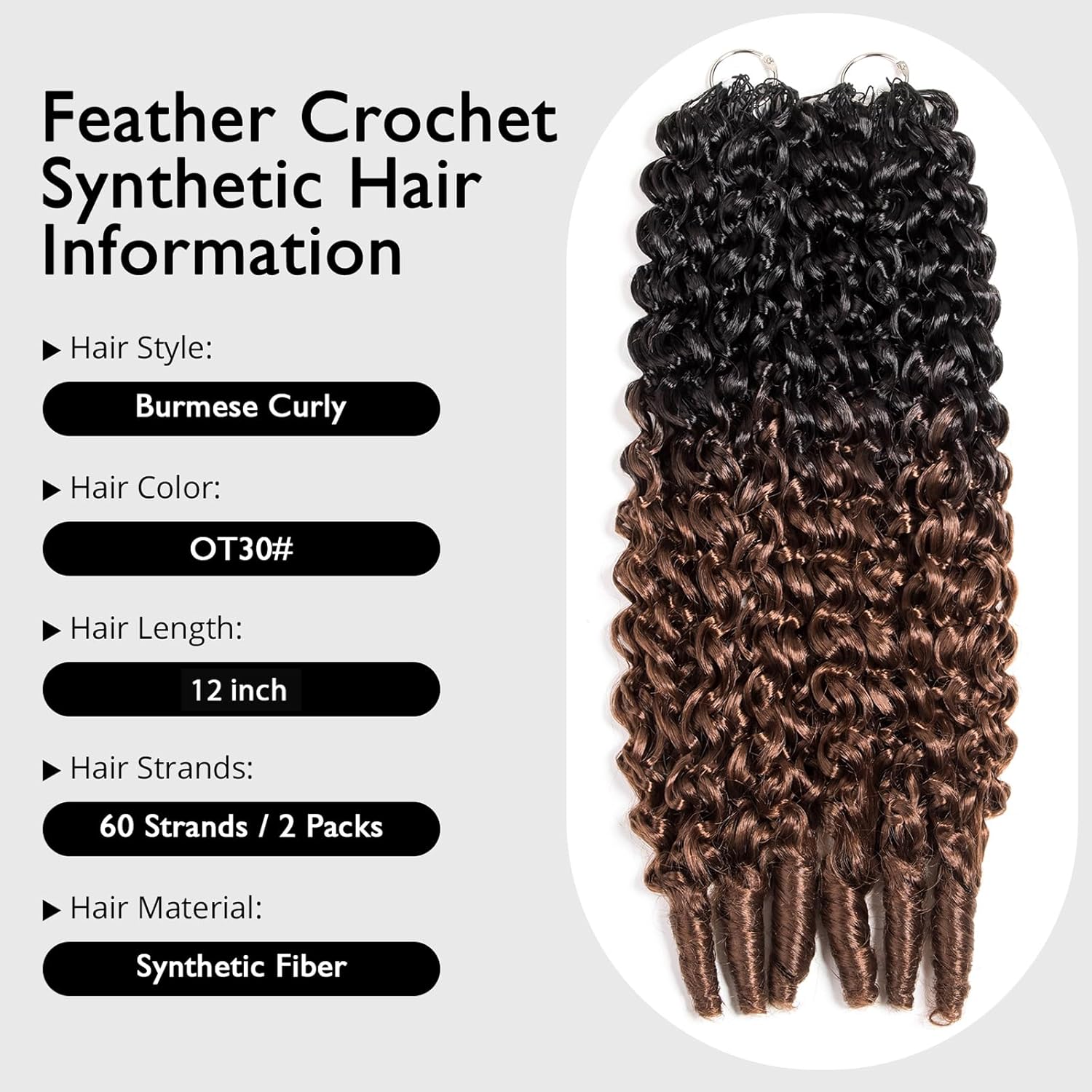 Feather Crochet Hair for Black Women Miracle Knots Invisible Curly Water Wave Crochet Hair Black Pre-Separated Deep Wave Synthetic Braiding Hair Extensions (OT30, 12, Burmese Curly)