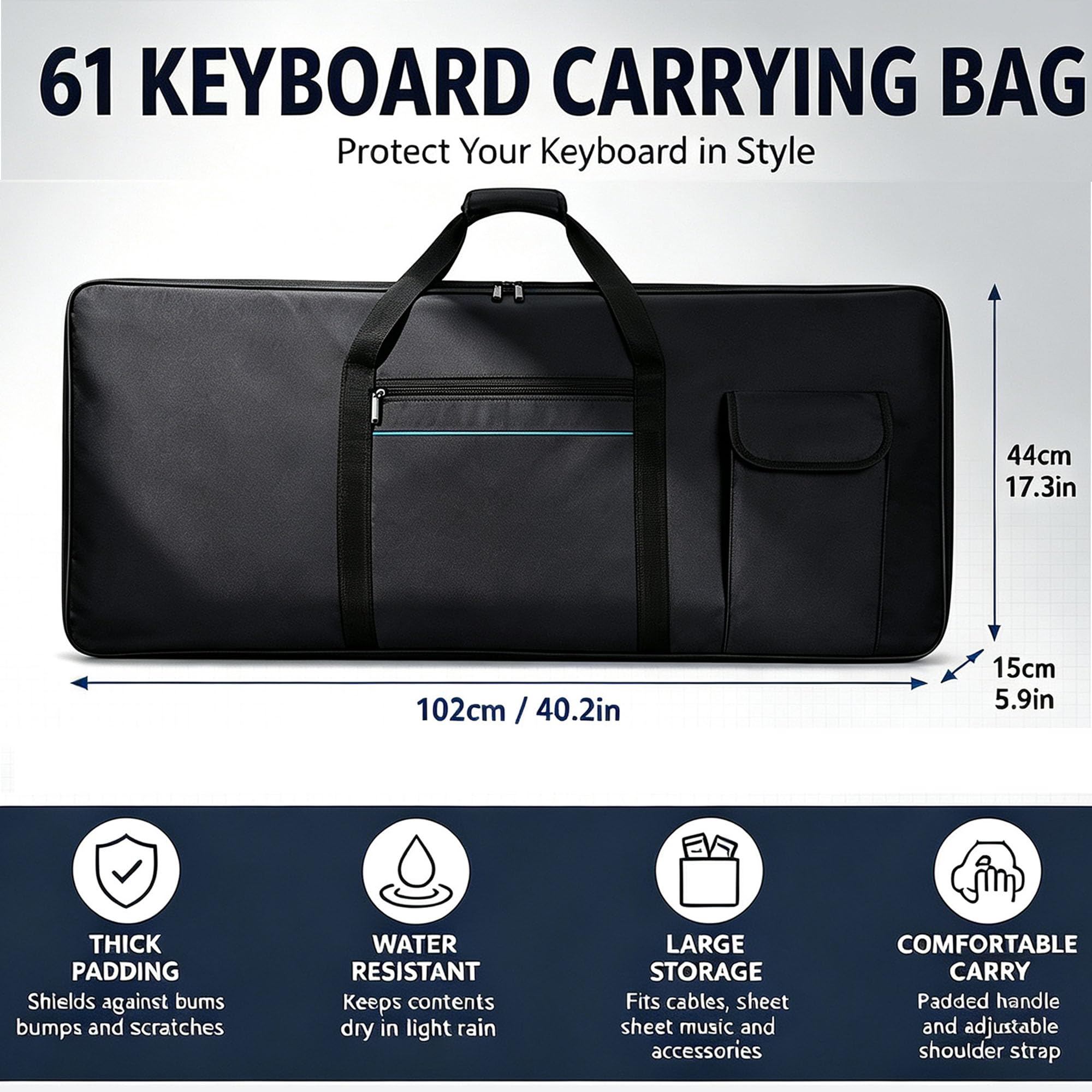 Sac Rembourré pour Clavier pour Costzon Portable Keyboard 61 2021-Pr
