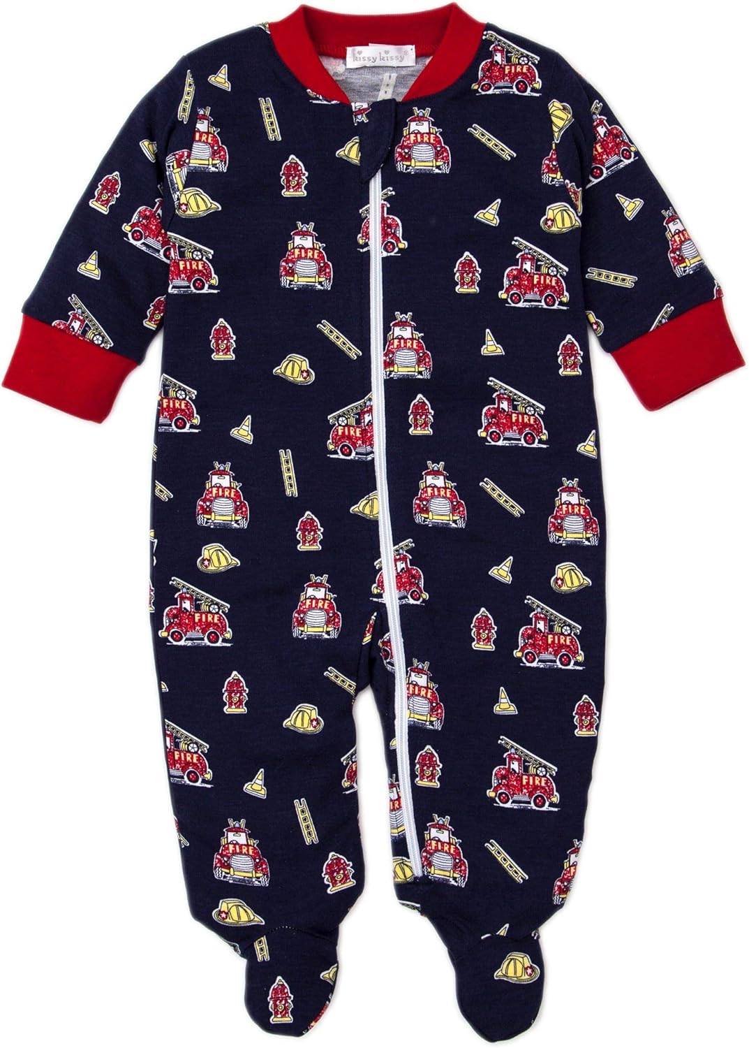 Kissy Kissy BabyBoys Infant PJs Fusty Fire Trucks Print Footie with