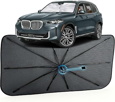 Car Windshield Sun Shade for BMW X5 2014-2026 [Reflective Coated Fabric] Sunshade Umbrella for Front Window, Car Shades Sun Visor Keep Car Cool and Protects Interior, 11 Exact Fit