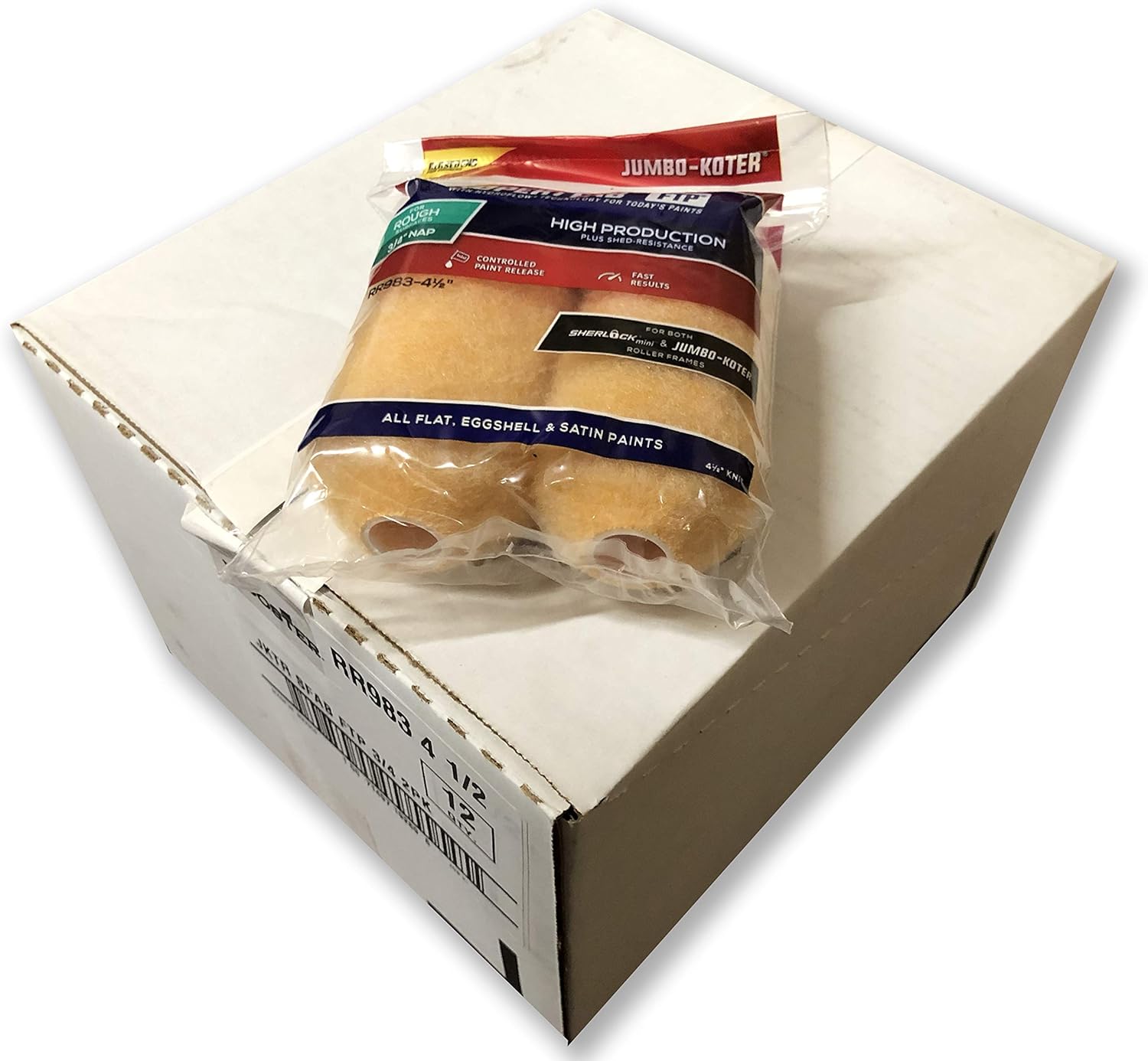 Wooster Brush Super/Fab FTP RR983 4.5 Inch 3/4 Inch Nap Jumbo-Koter Closed-End 2 Pack - Pack of 12