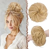 Vista 45 de FESHFEN - Extensiones de pelo rizado y desordenado para peinado, bandas elásticas con piezas de pelo sintético estilo moño, extensiones de cabello