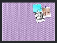 Vista 191 de PinPix Tablero de anuncios de corcho de 20 x 14 pulgadas. Este tablero decorativo enmarcado viene con diseño de círculos B W y un marco negro