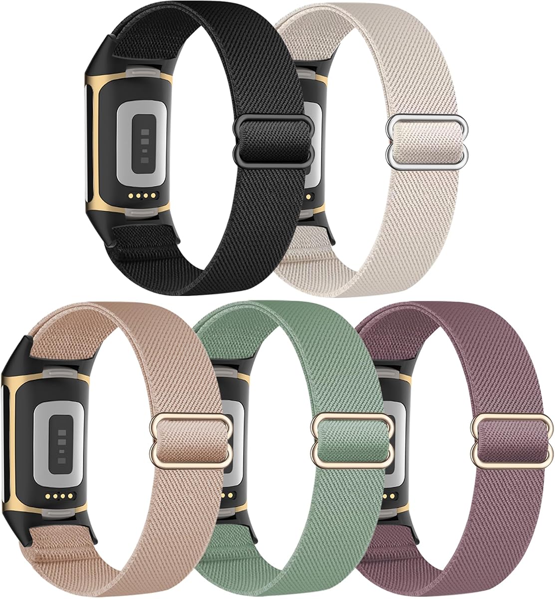 5 Pack Stretchy Nylon Compatible with Fitbit Charge 6