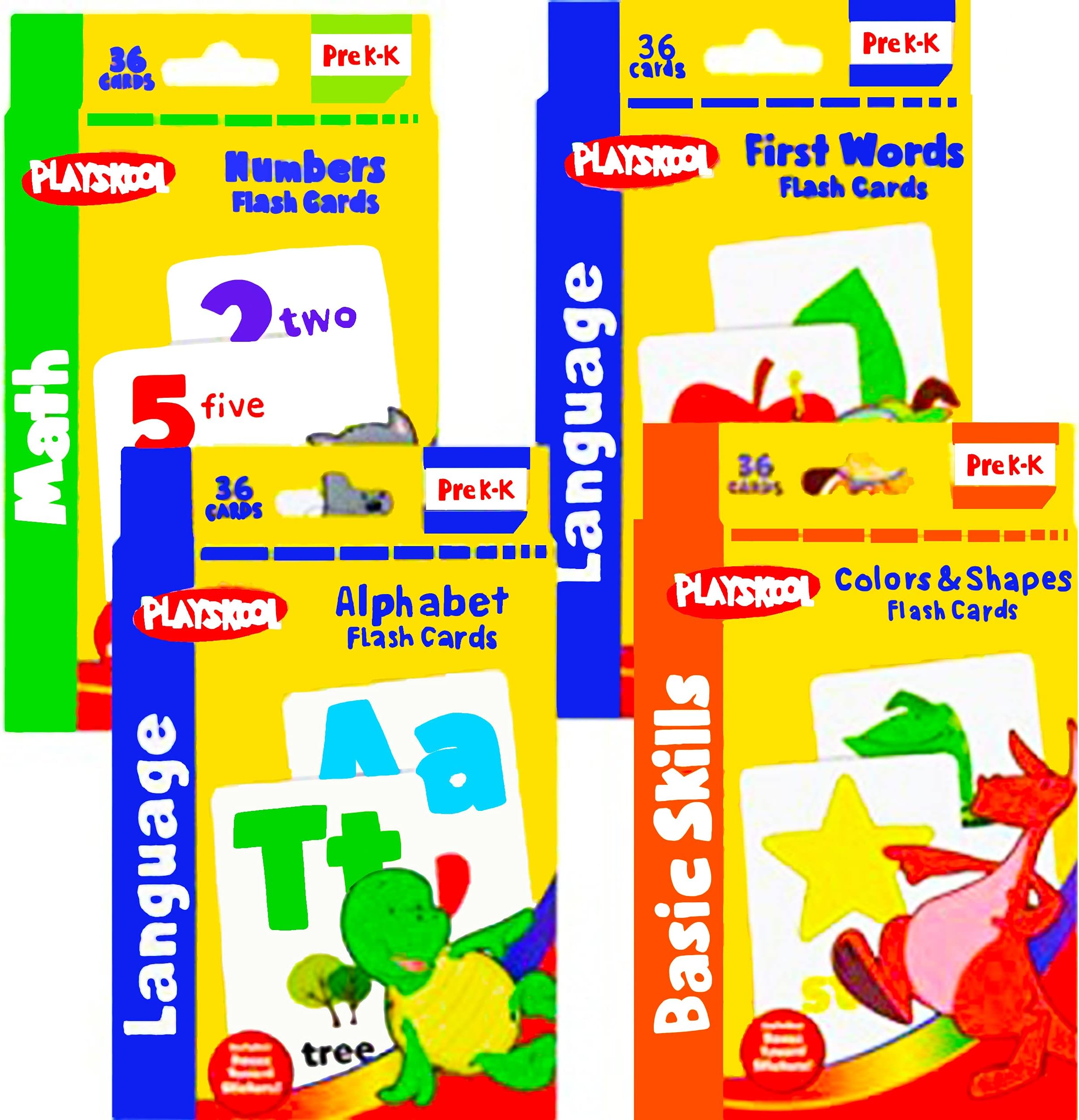 Flash Cards - 4 Sets of Flash Cards (Alphabet, Numbers, Colors and Shapes, First Words) - Packaging May Vary