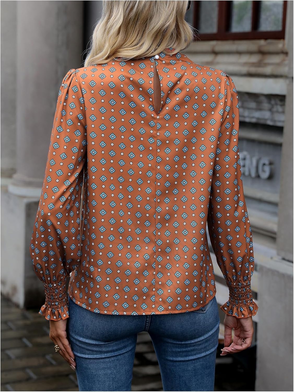 GORGLITTER Women's Dressy Business Casual Tops Allover Print Long Sleeve Shirts Office Work Blouses - Image 2