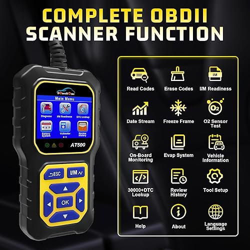 Miniatura 2 de Escáner AT500 OBD2 para diagnóstico de automóvil, lector de código de luz de verificación del motor, preparación IM, verificación SMOG automotriz,